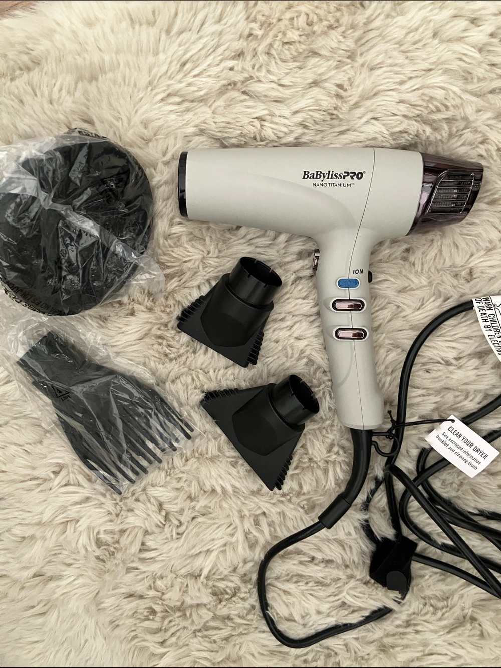 BaByliss PRO Nano Titanium Hair Dryer Ion Technology Light New 1875 Watt